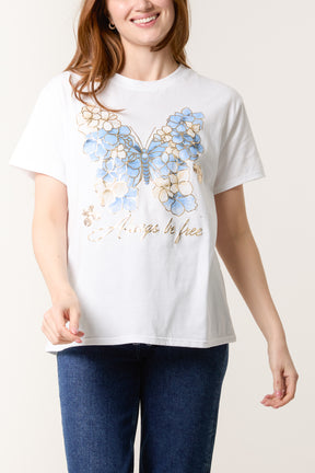 Floral Butterfly Short Sleeve T-Shirt