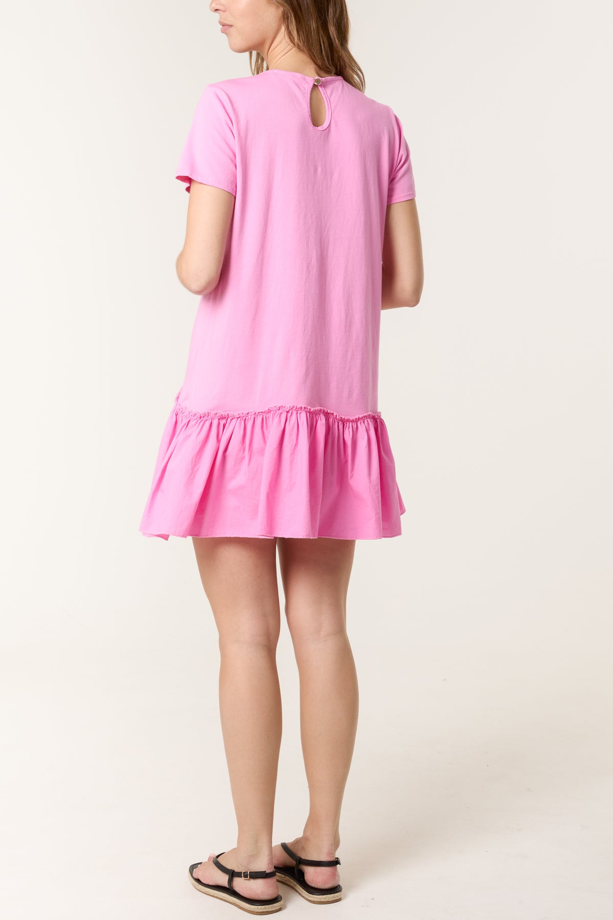Cotton Blend Tiered Frill Mini Dress