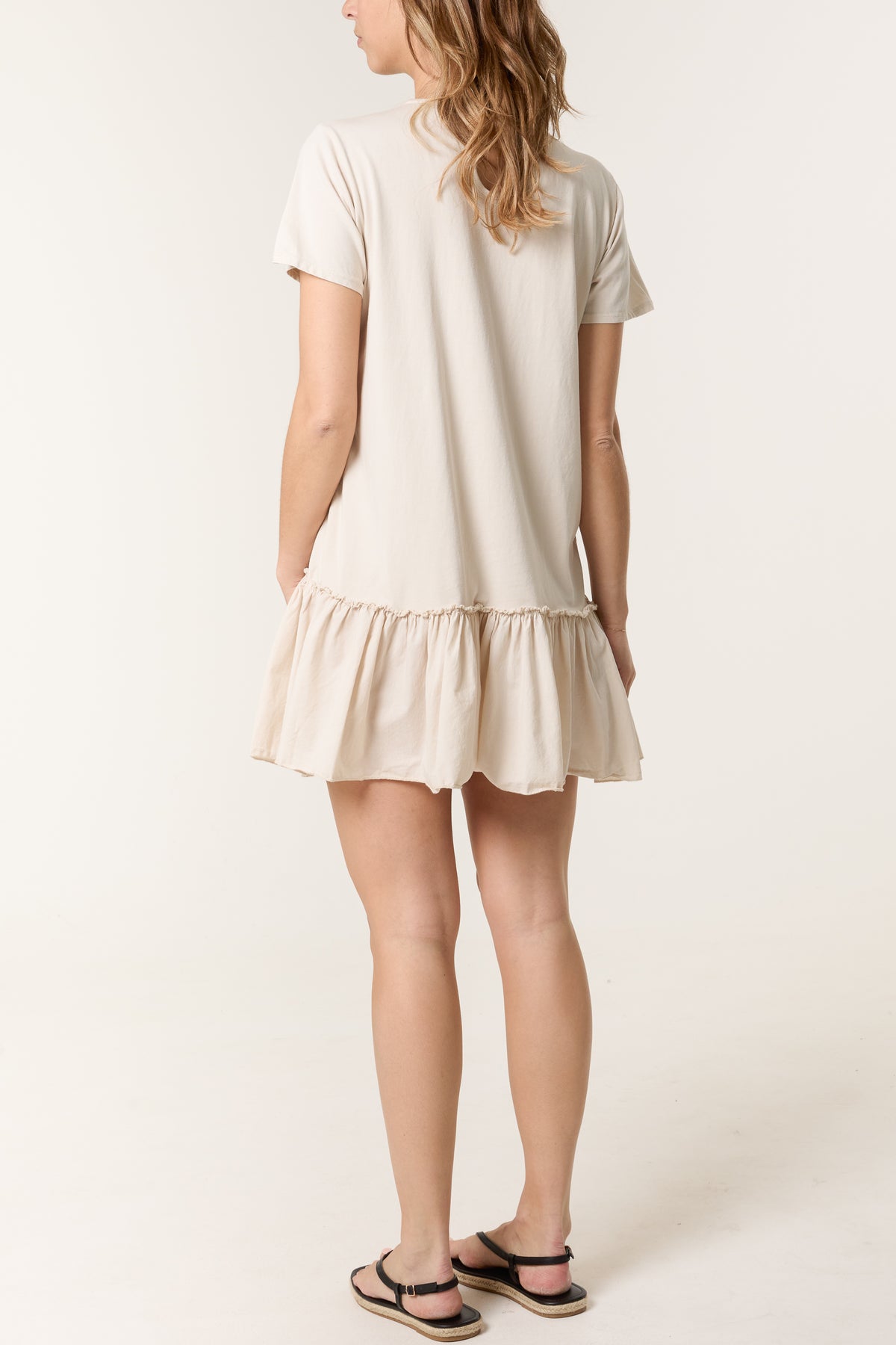 Cotton Blend Tiered Frill Mini Dress