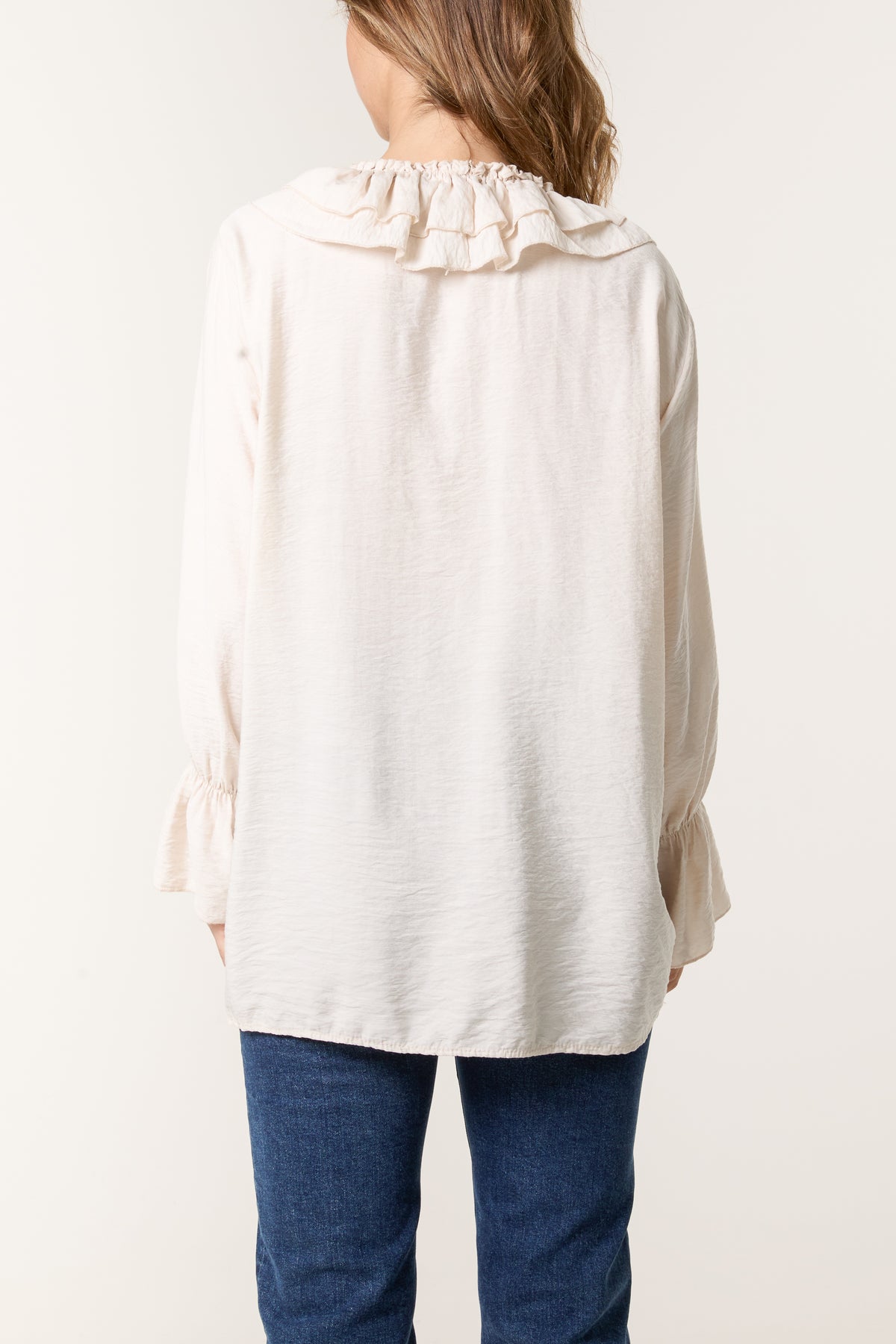 V-Neck Ruffle Tied Front Blouse