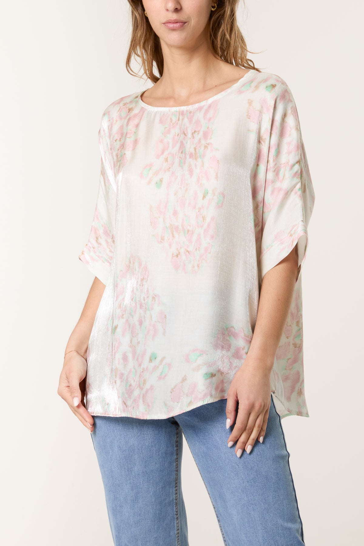 Blurred Animal Print Shimmer Top