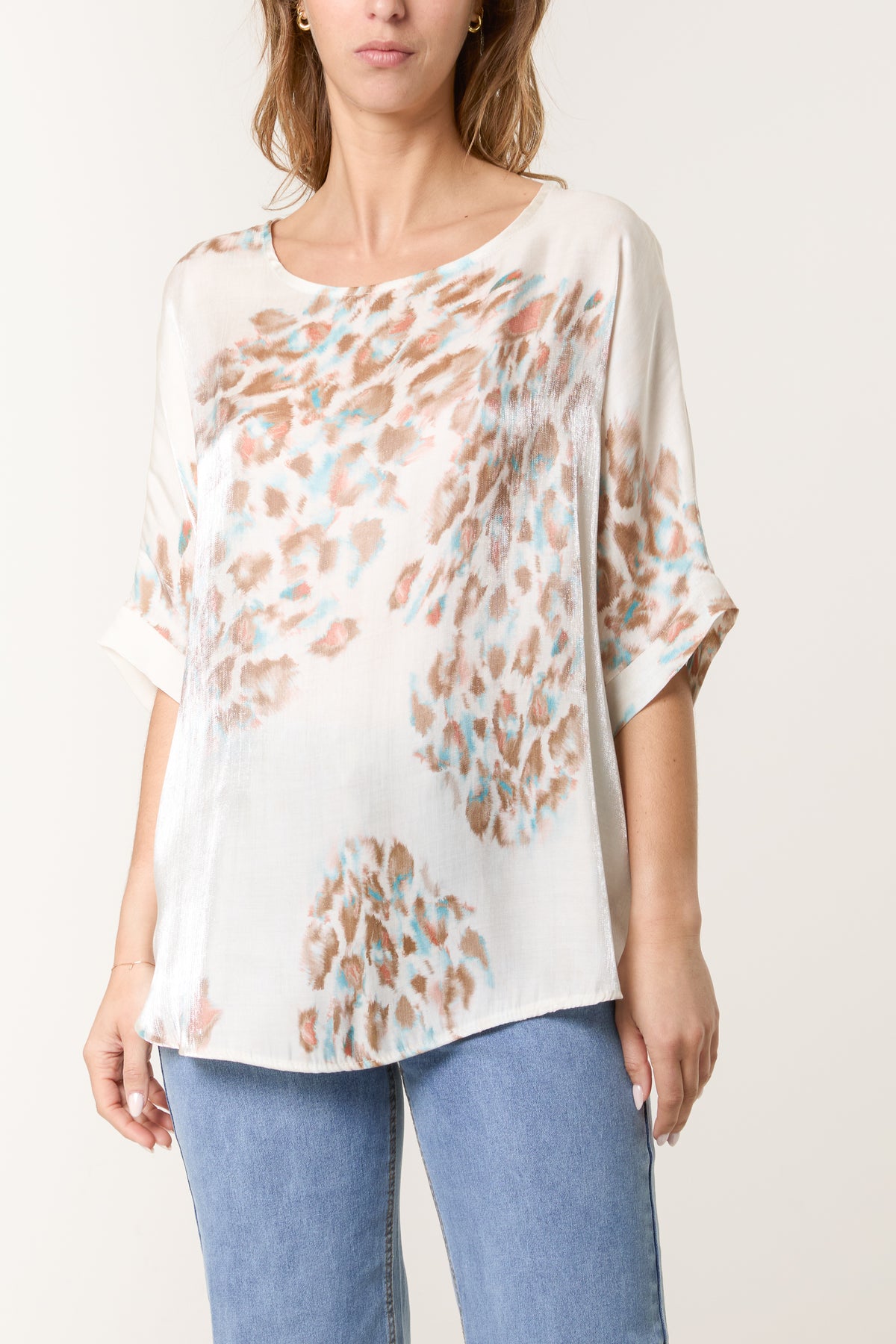 Blurred Animal Print Shimmer Top