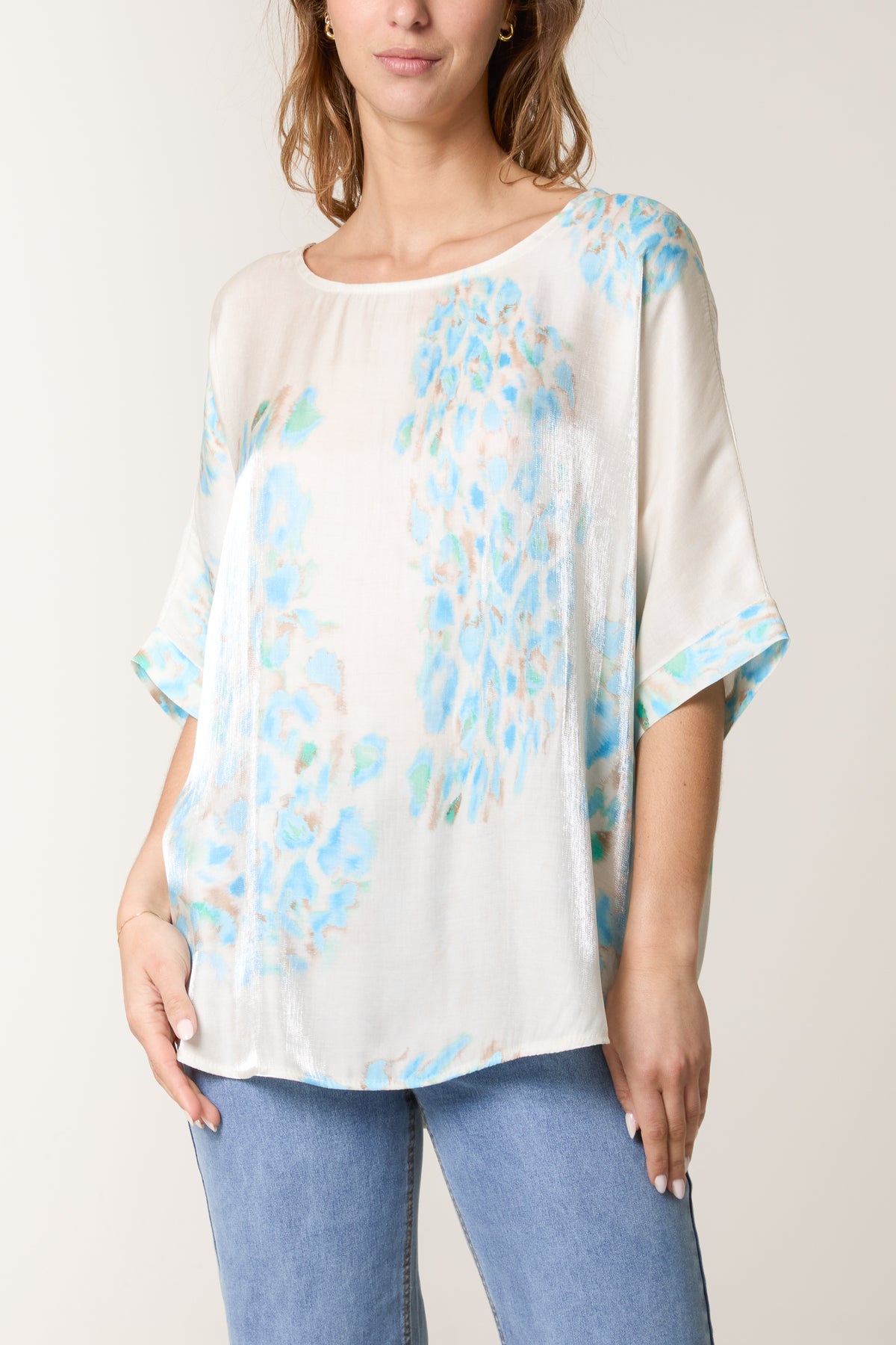 Blurred Animal Print Shimmer Top