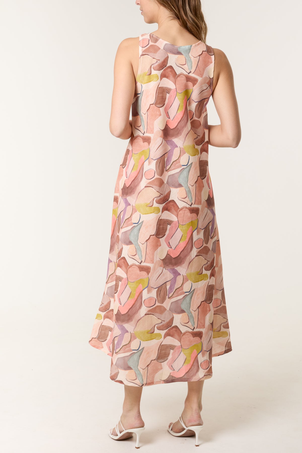 Sleeveless Pebble Print Midi Dress