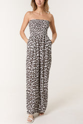 Bandeau Animal Cheesecloth Jumpsuit