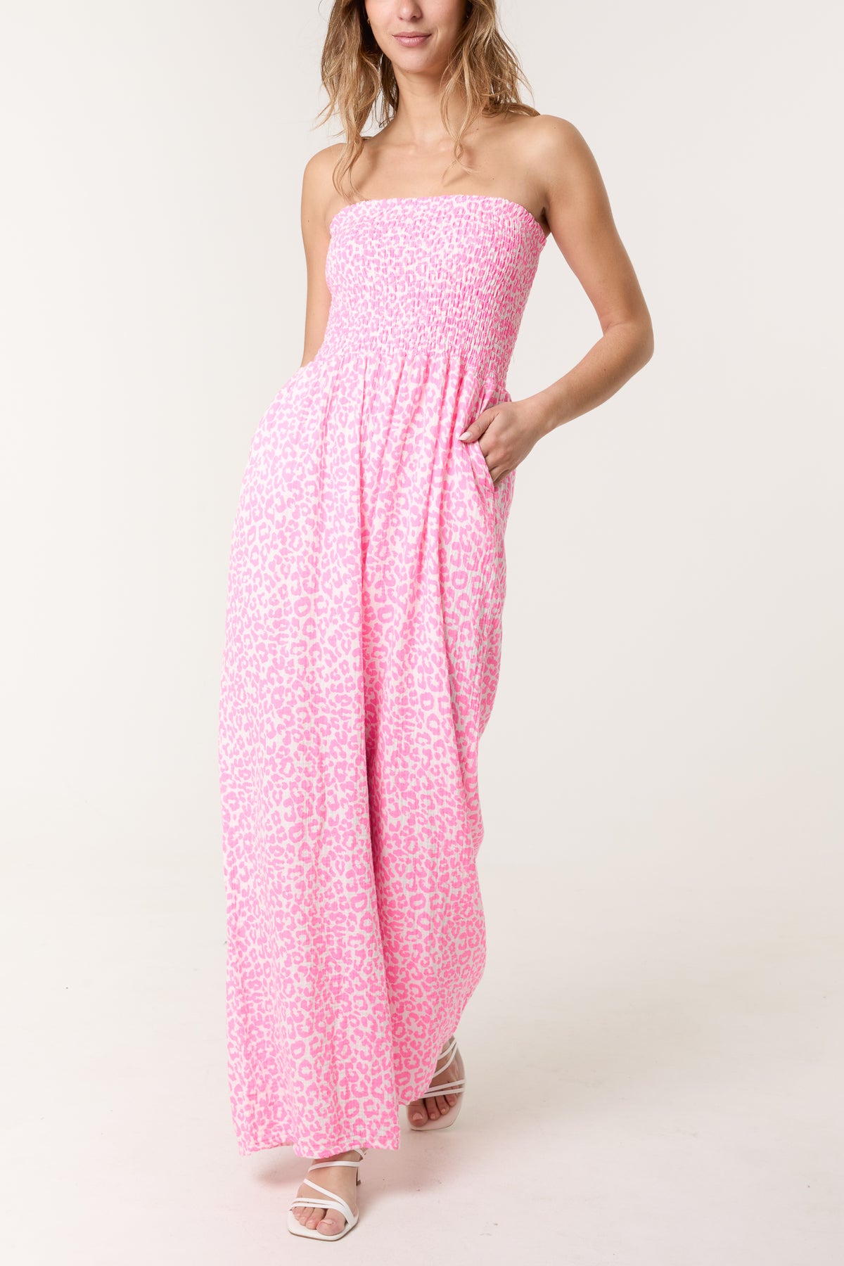 Bandeau Animal Cheesecloth Jumpsuit