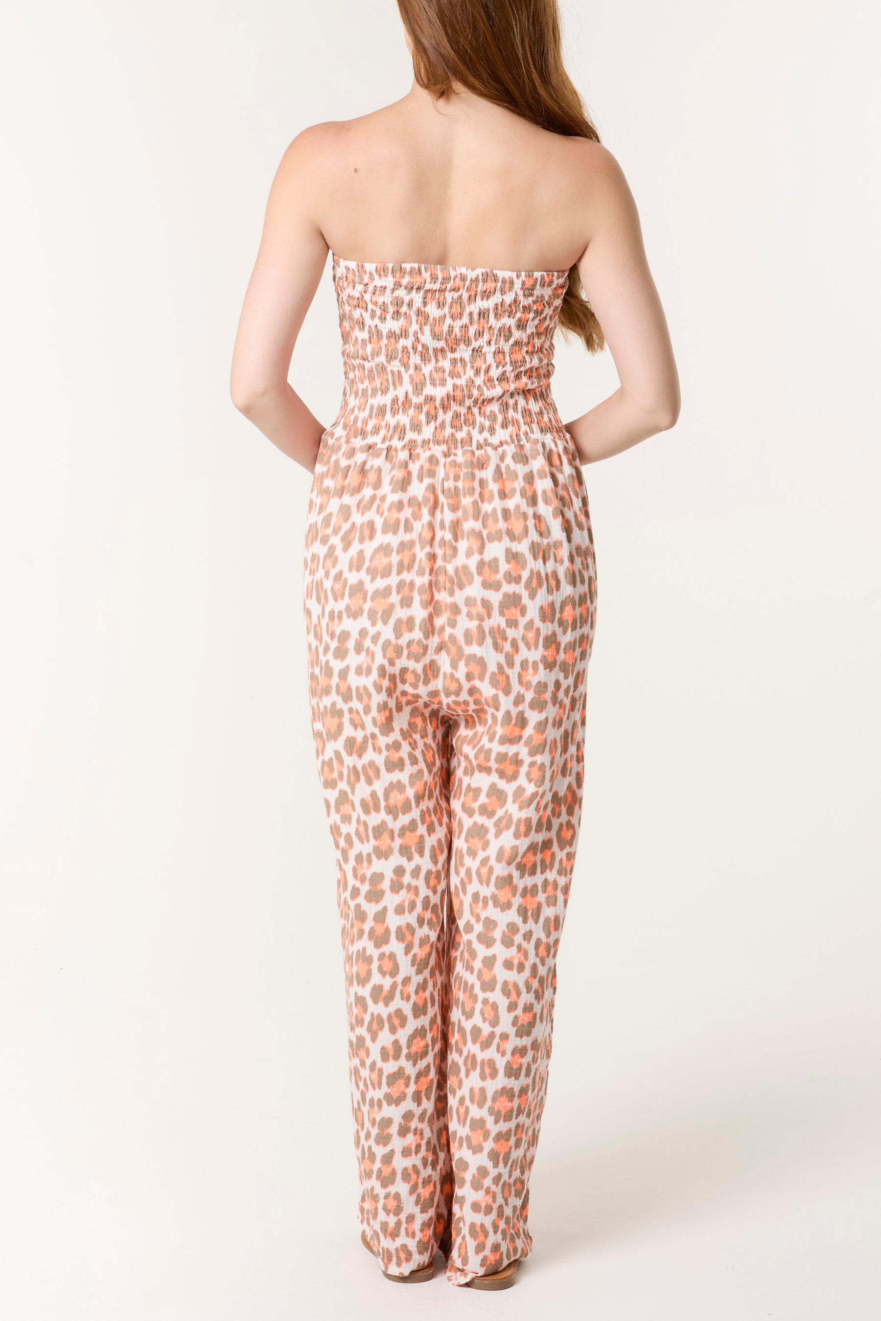 Bandeau Animal Cheesecloth Jumpsuit