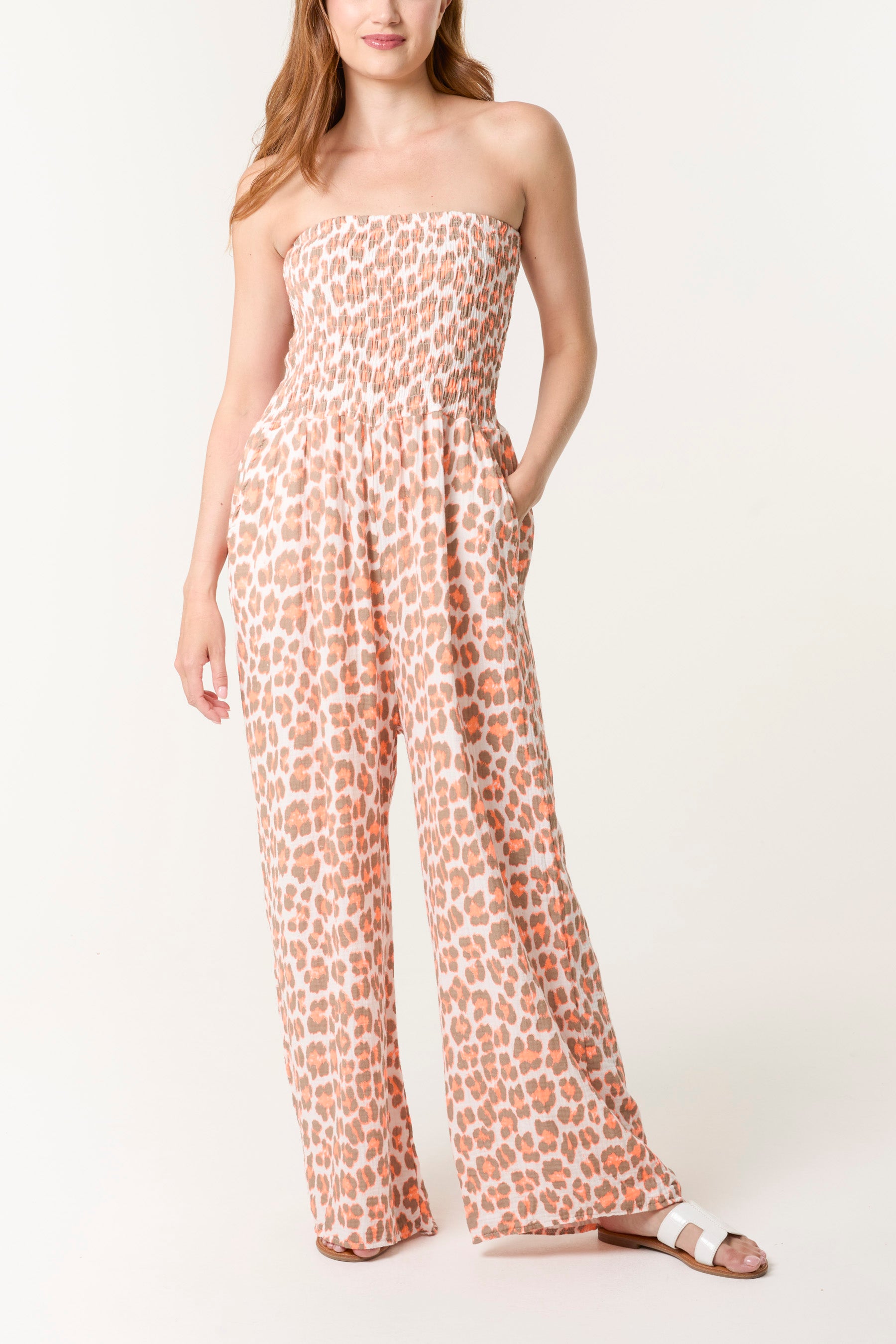 Bandeau Animal Cheesecloth Jumpsuit
