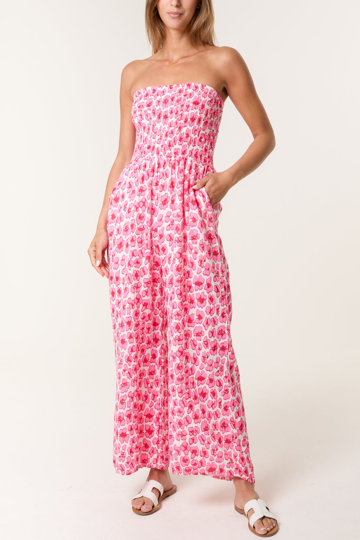 Bandeau Animal Cheesecloth Jumpsuit