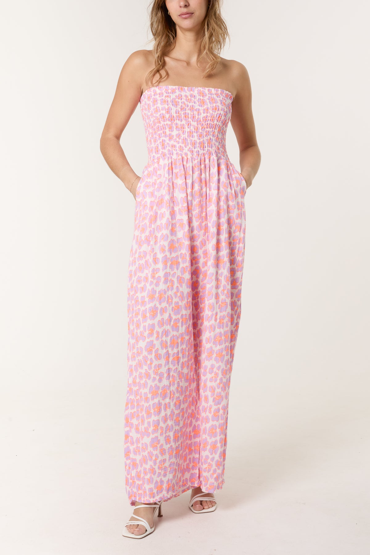 Bandeau Animal Cheesecloth Jumpsuit