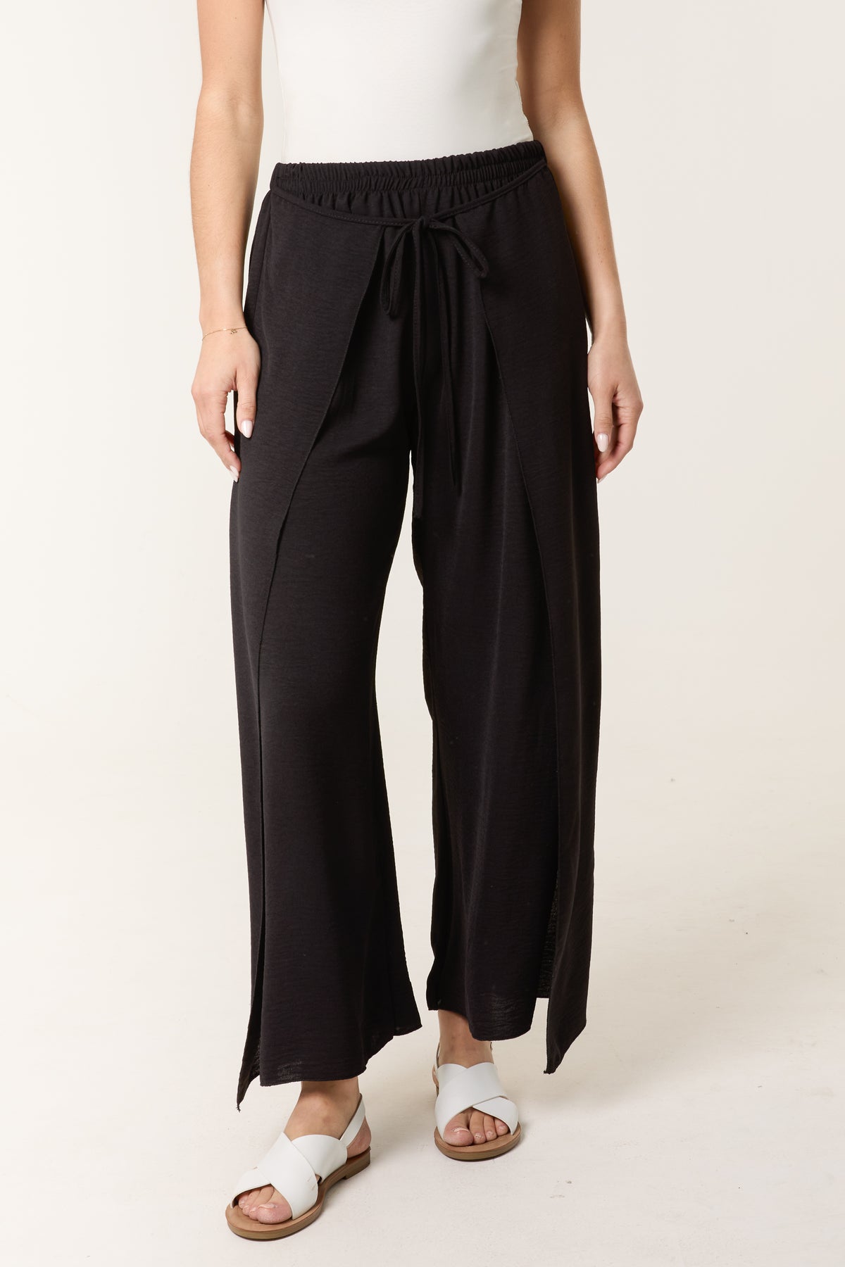 Tied Front Side Split Trousers