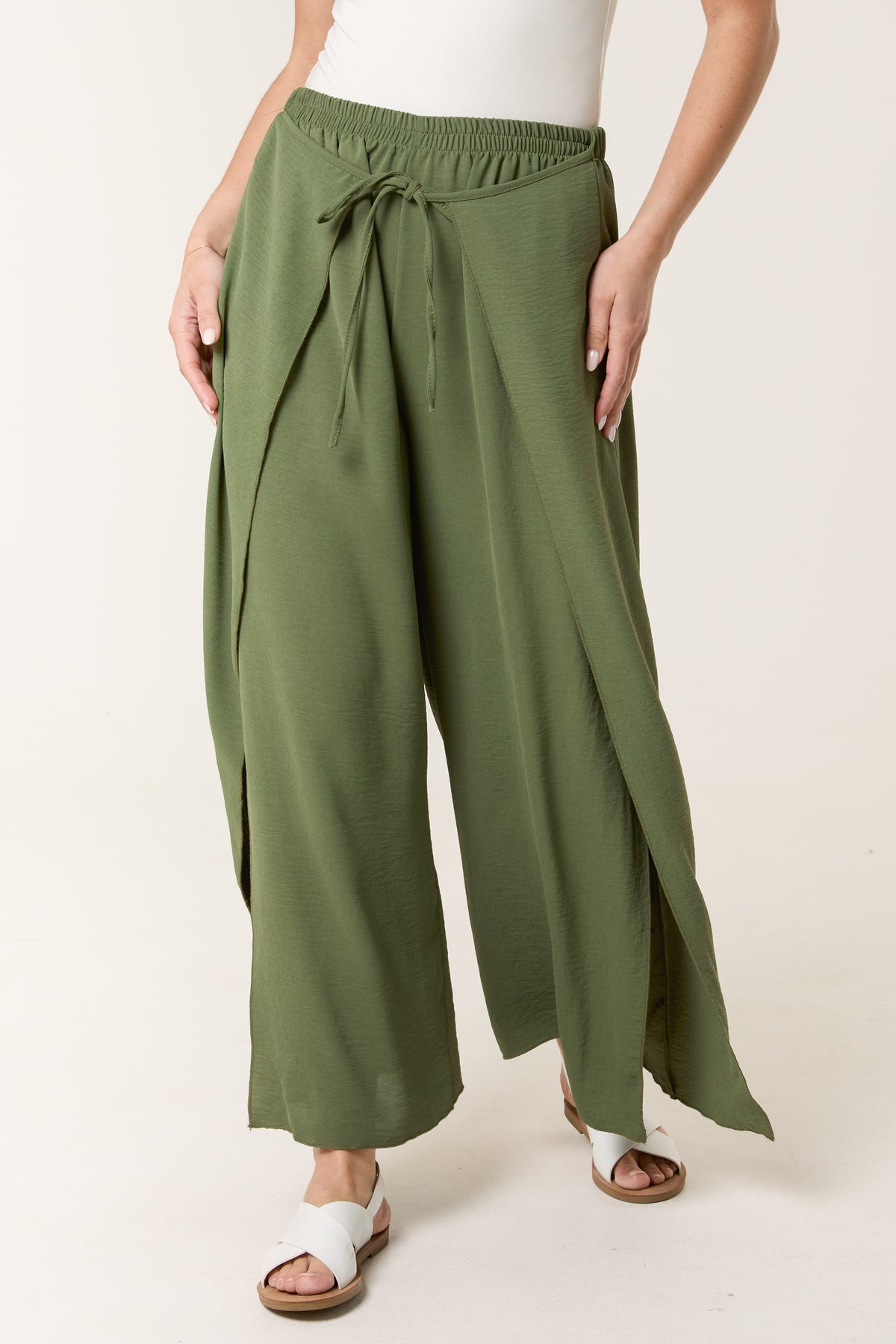 Tied Front Side Split Trousers