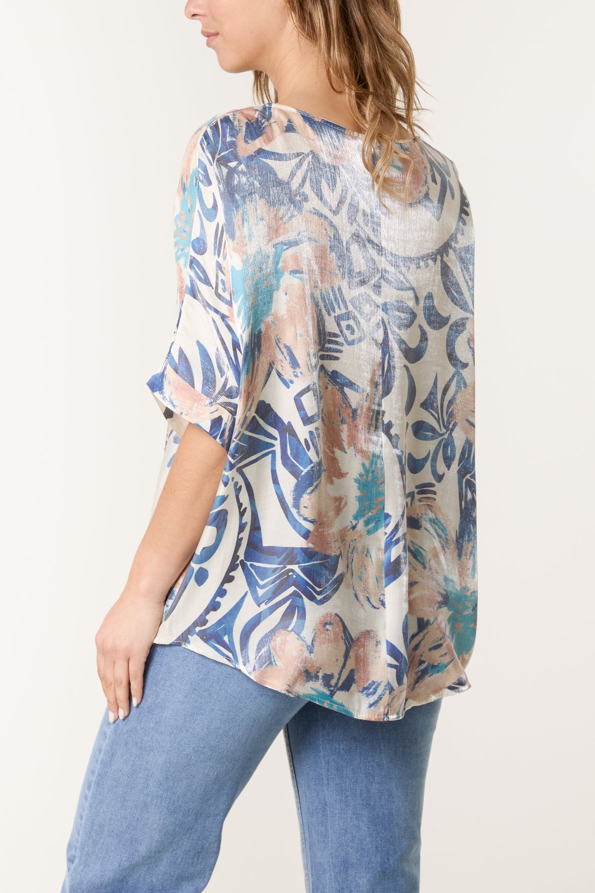 Shimmer Floral Short Sleeve Top