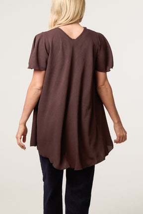 Necklace V-Neck Angel Sleeve Top