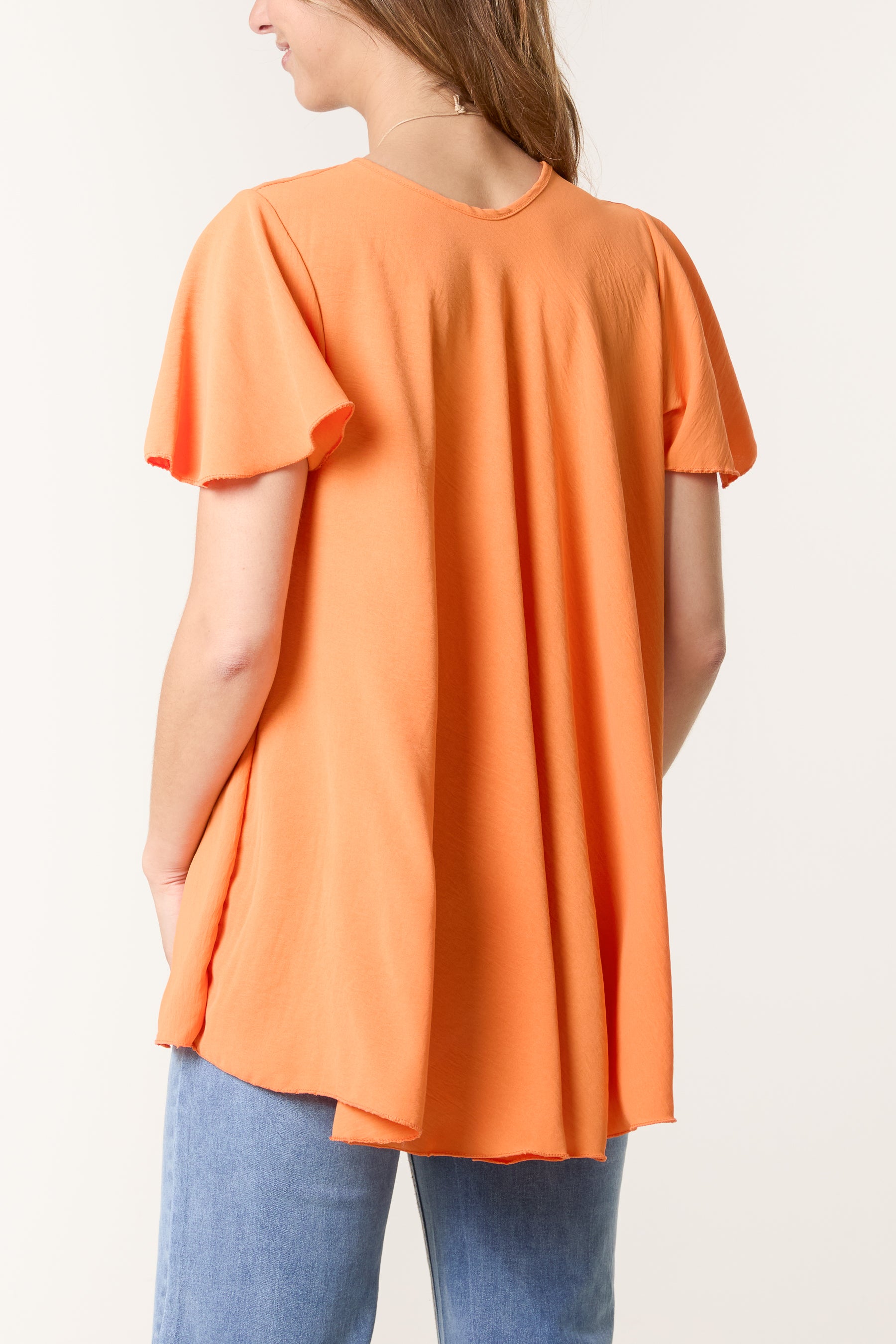 Necklace V-Neck Angel Sleeve Top