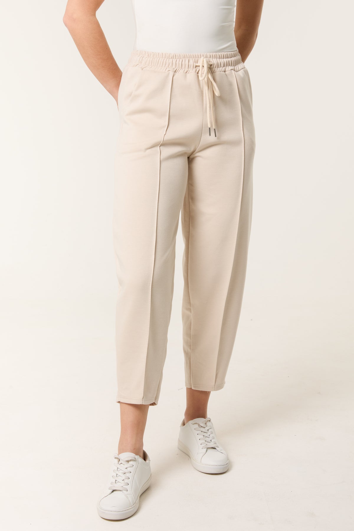 Barrel Leg Drawstring Jersey Trousers