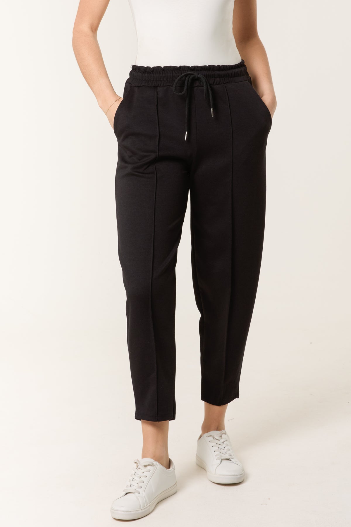 Barrel Leg Drawstring Jersey Trousers