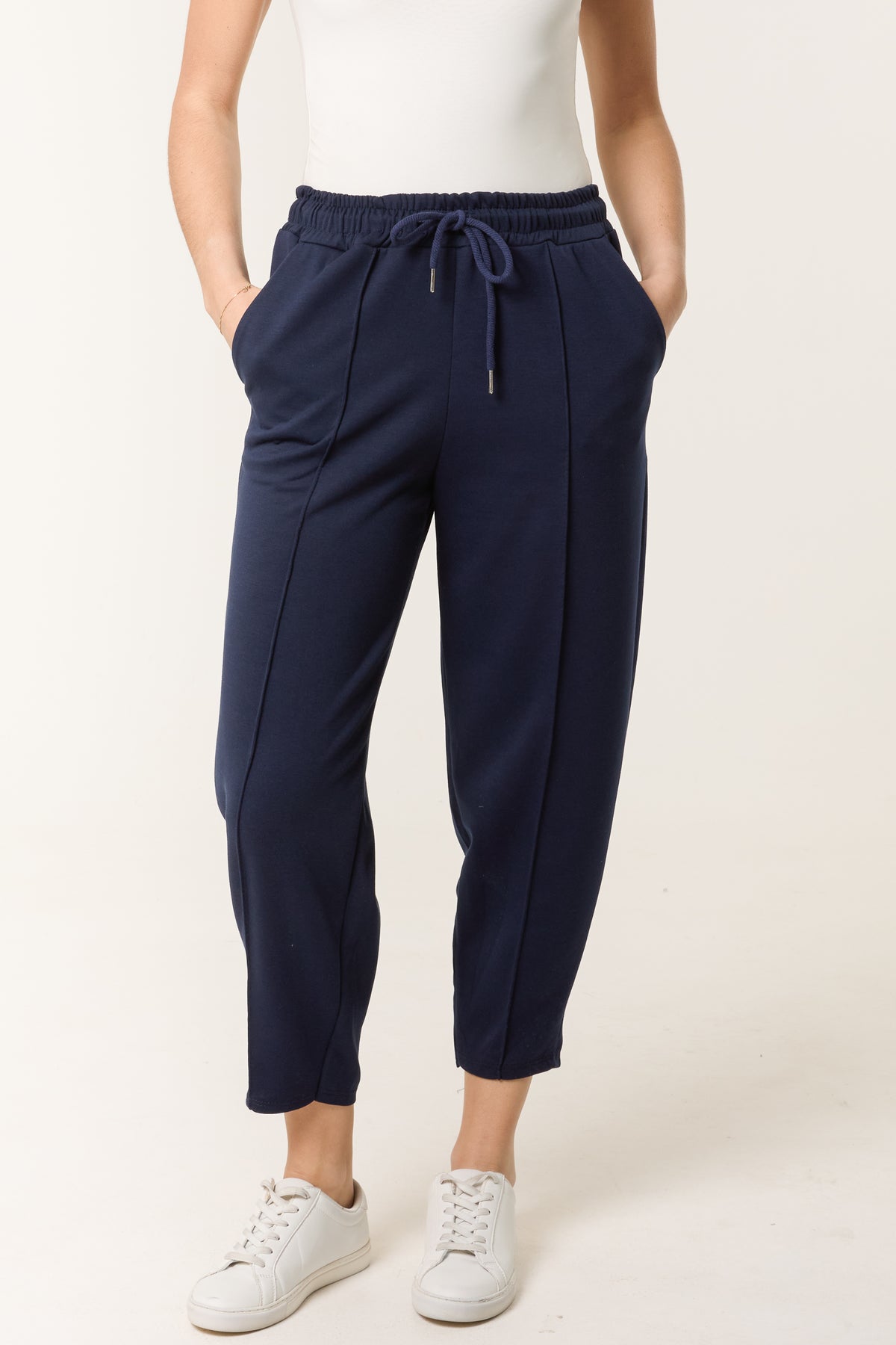 Barrel Leg Drawstring Jersey Trousers