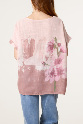 Necklace Flower Watercolour Cotton Top