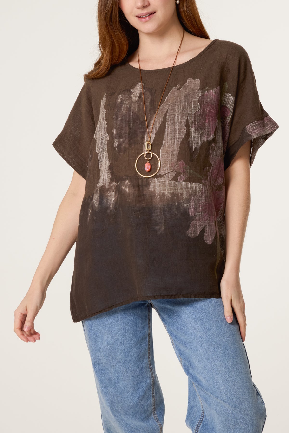 Necklace Flower Watercolour Cotton Top