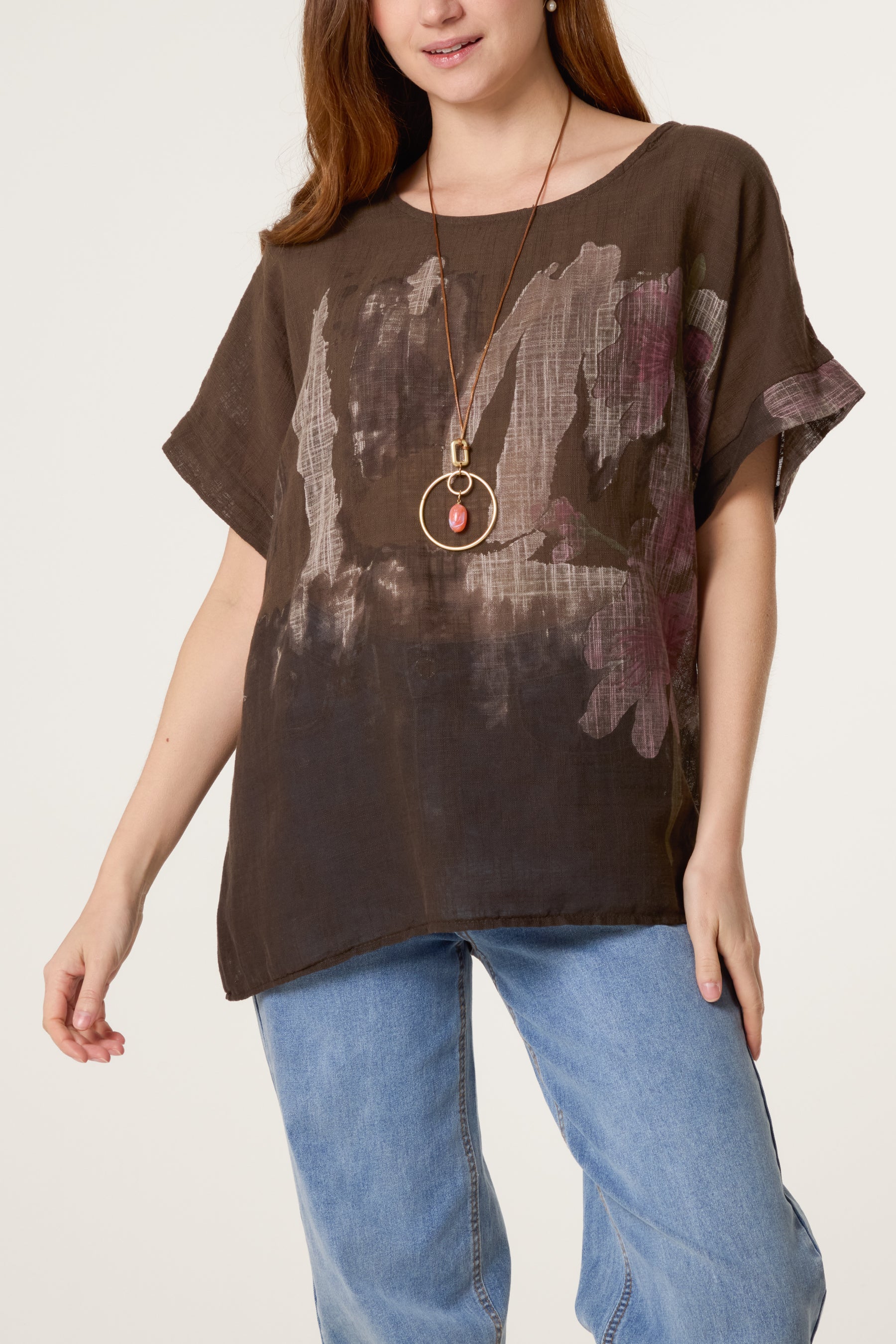 Necklace Flower Watercolour Cotton Top