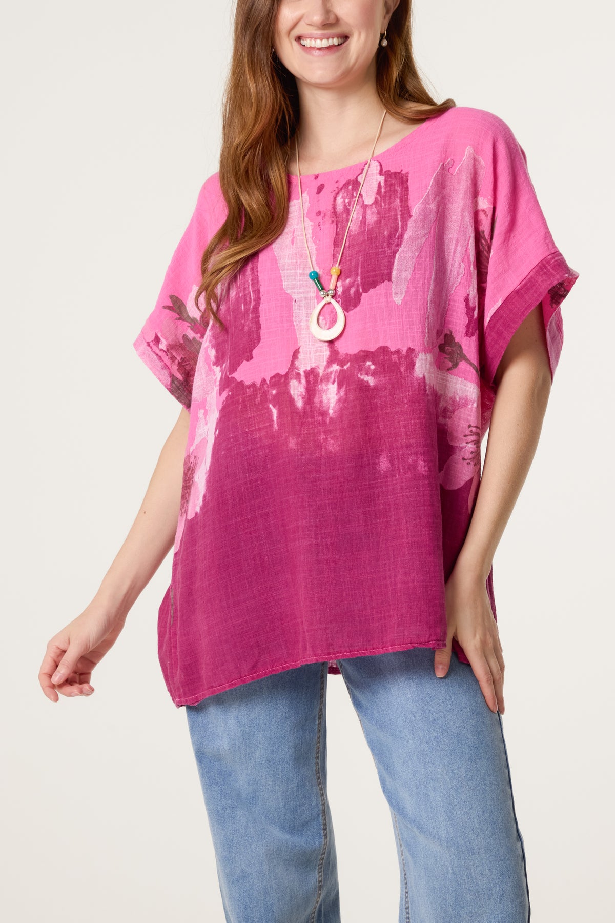 Necklace Flower Watercolour Cotton Top