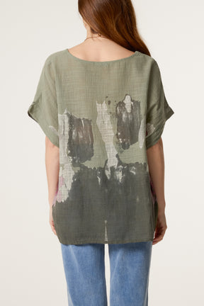 Necklace Flower Watercolour Cotton Top