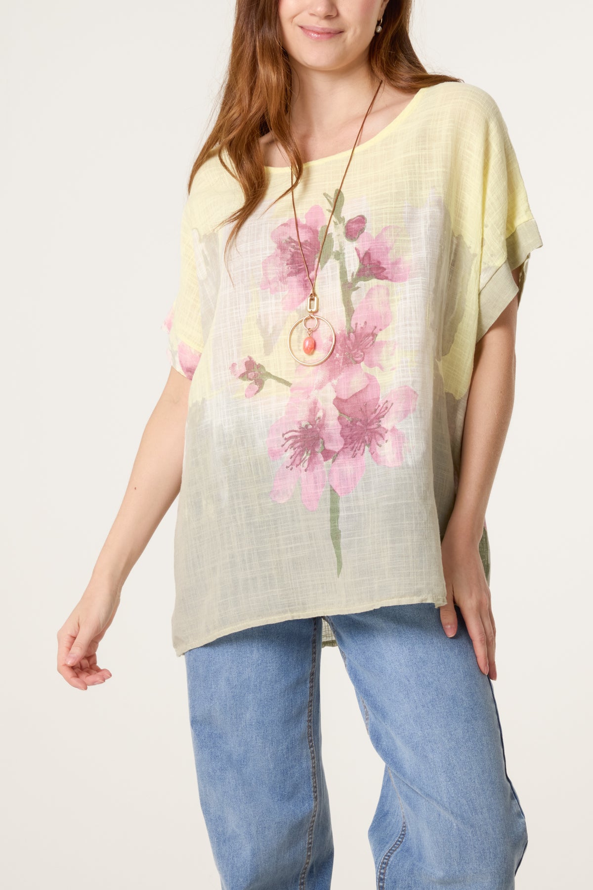 Necklace Flower Watercolour Cotton Top