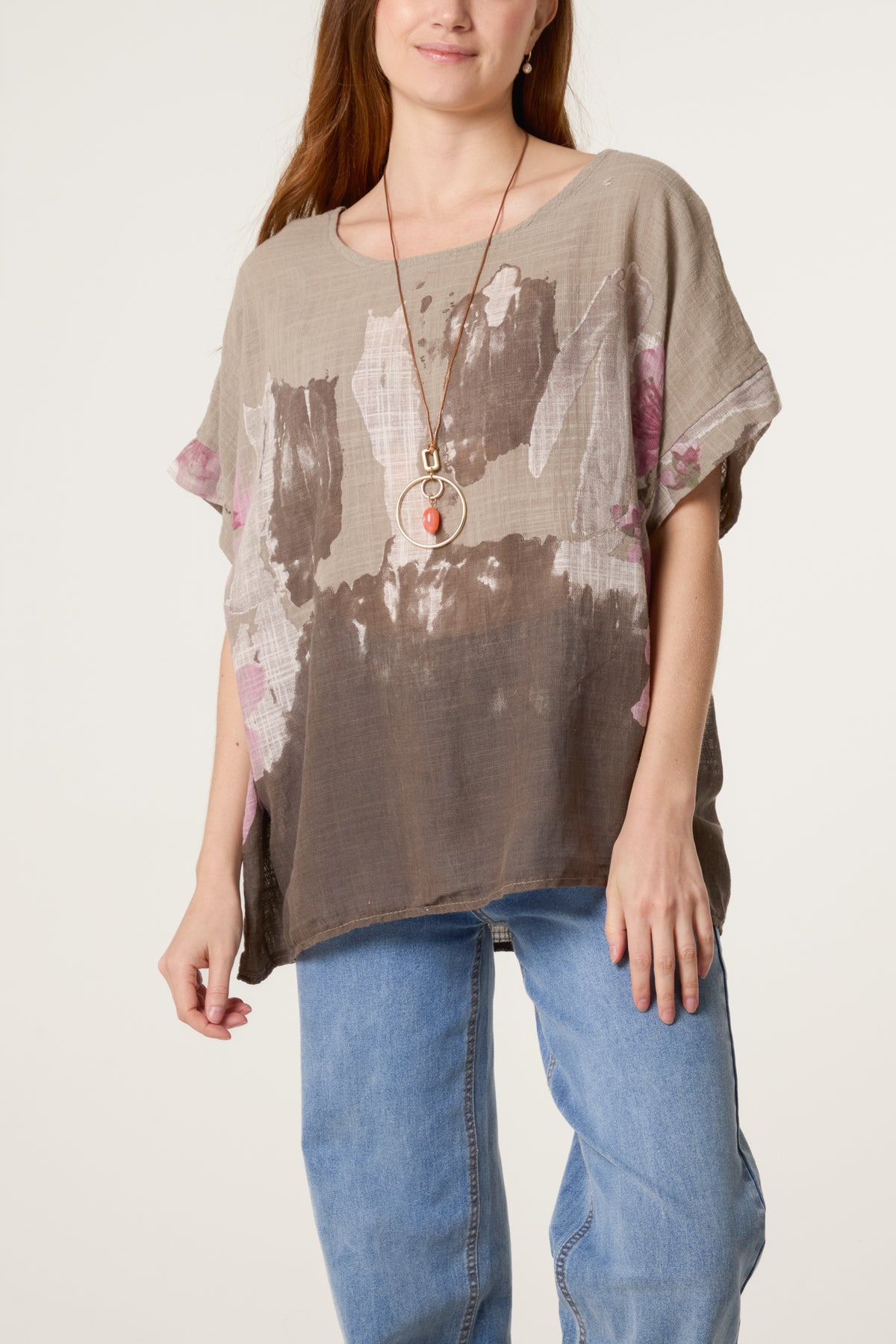 Necklace Flower Watercolour Cotton Top