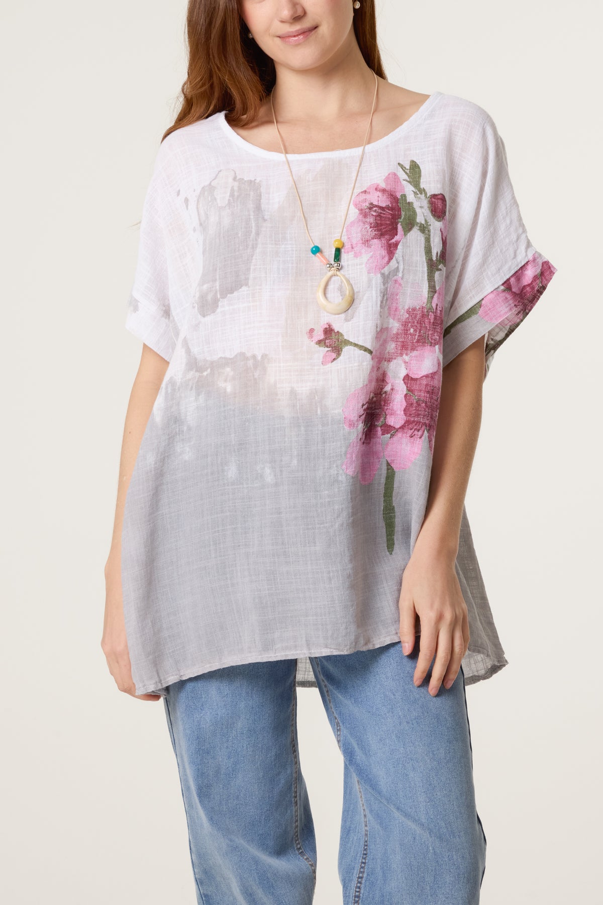 Necklace Flower Watercolour Cotton Top