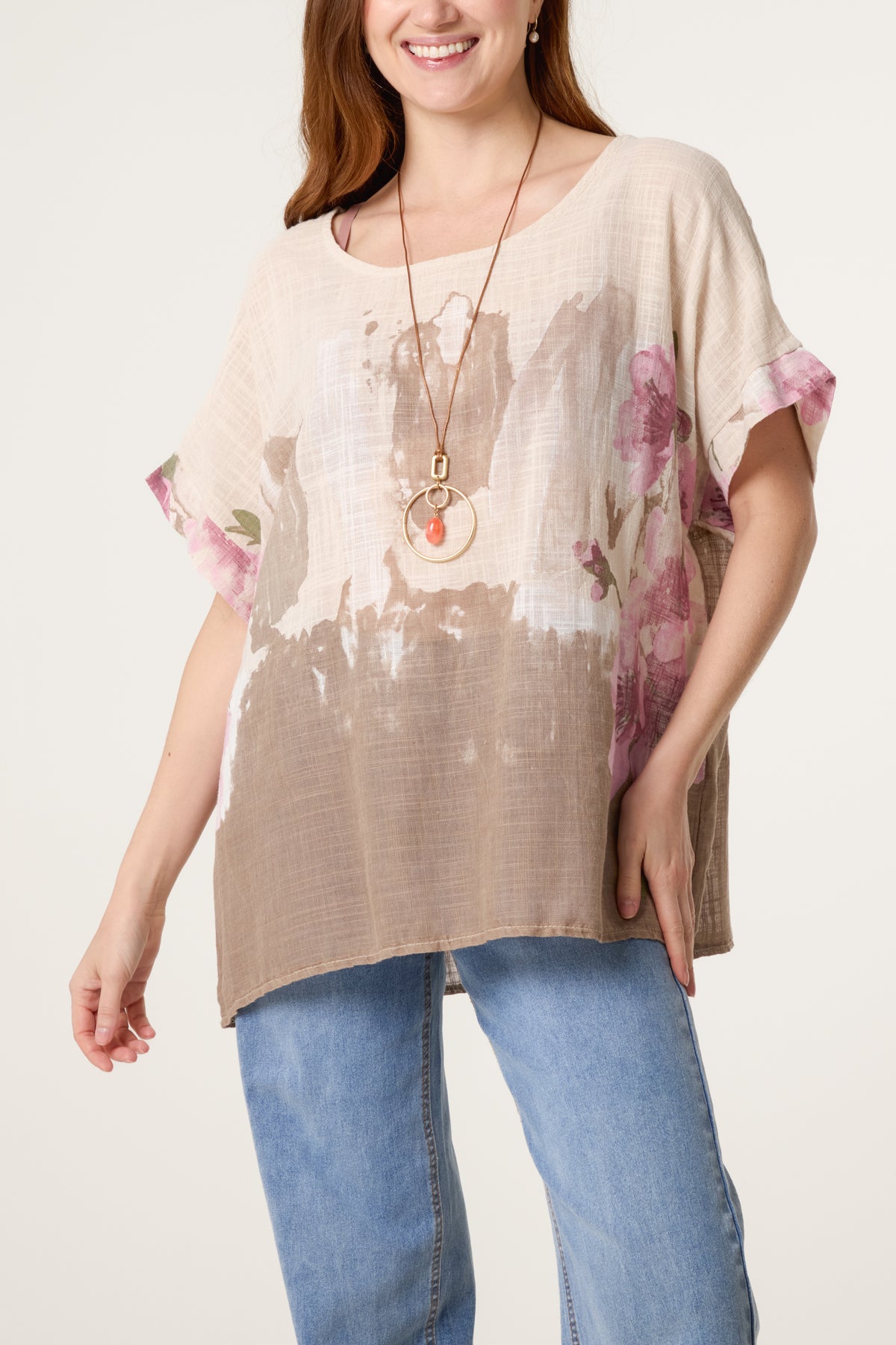 Necklace Flower Watercolour Cotton Top