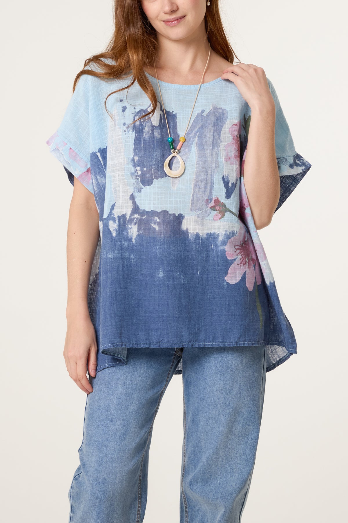 Necklace Flower Watercolour Cotton Top