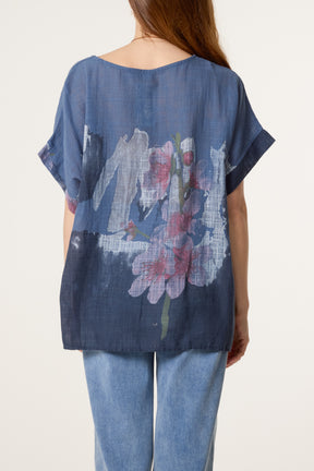 Necklace Flower Watercolour Cotton Top