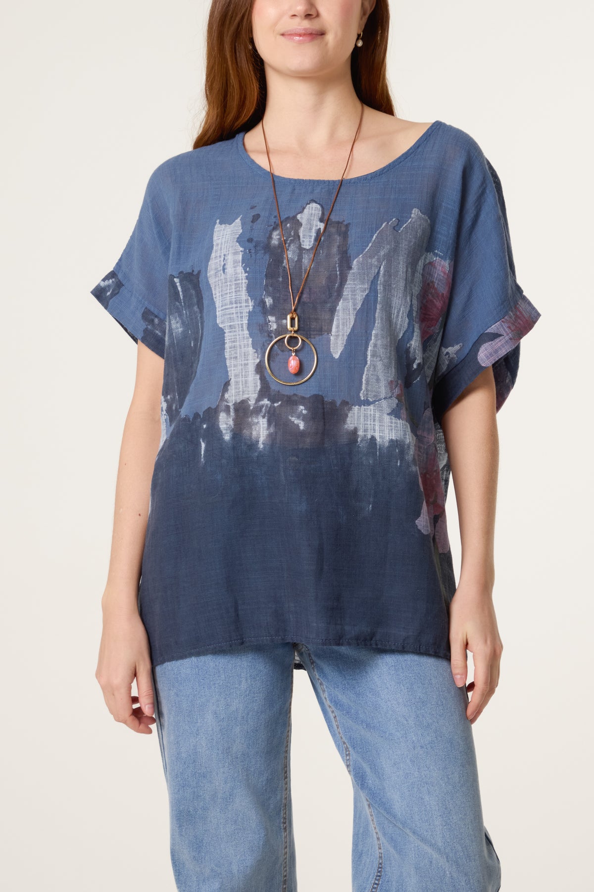 Necklace Flower Watercolour Cotton Top