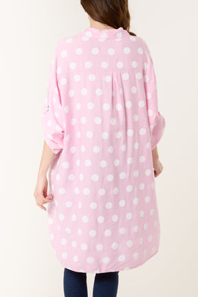 Polka Dot High Low Shirt