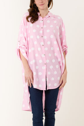 Polka Dot High Low Shirt