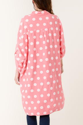 Polka Dot High Low Shirt