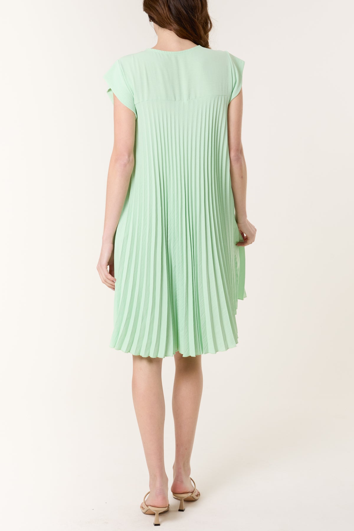 Cap Sleeve Pleated Mini Dress