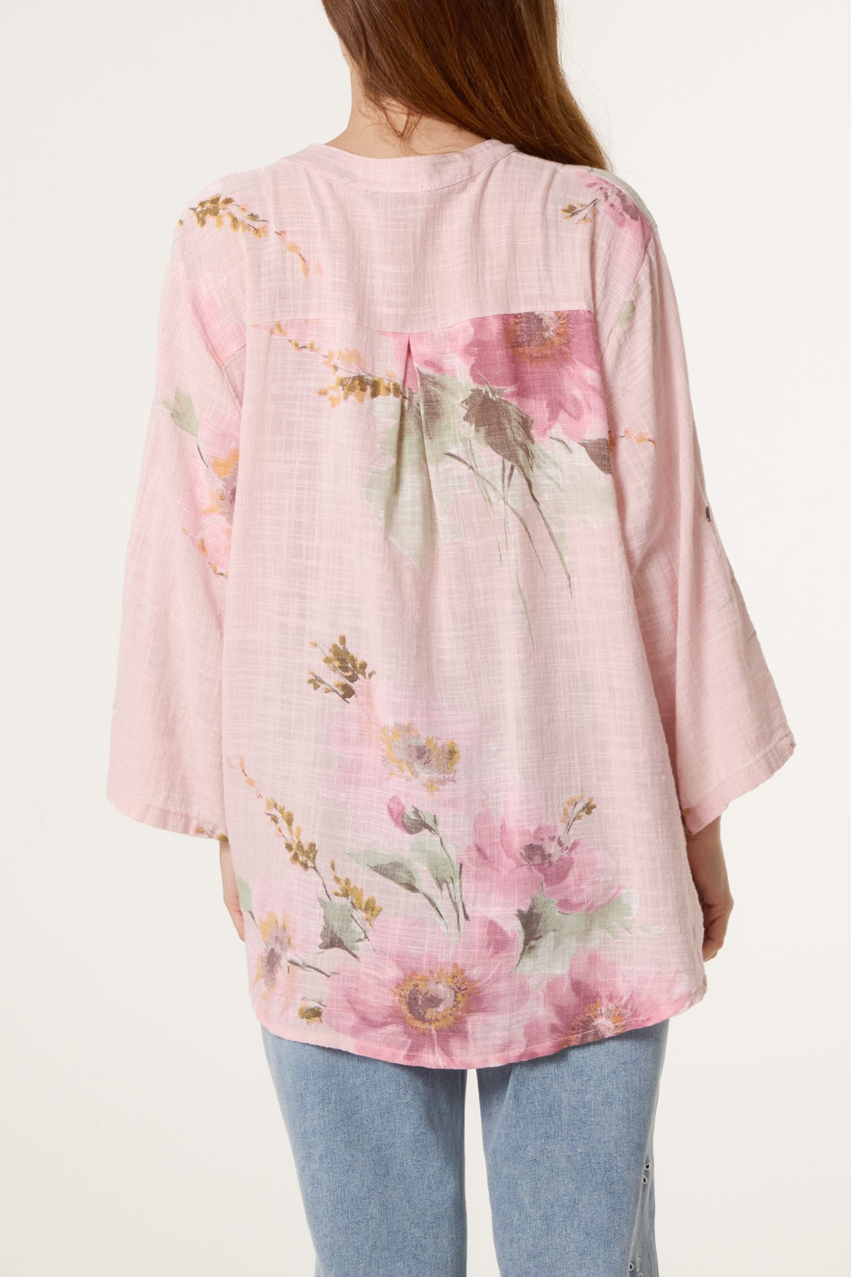 Floral Sequin Pocket Cotton Blouse