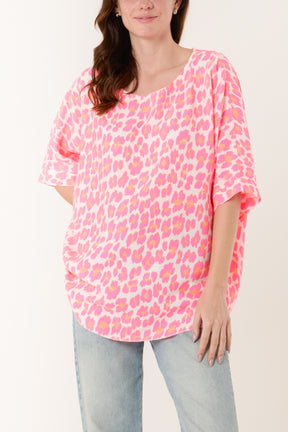 Leopard Print Short Sleeve Cotton Top