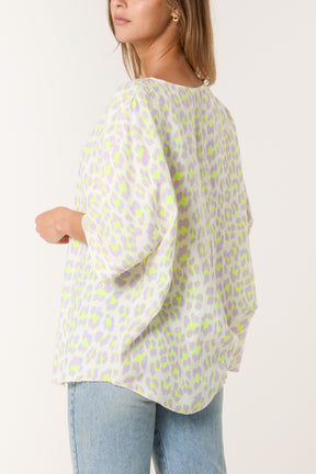Leopard Print Short Sleeve Cotton Top