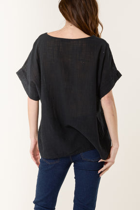 Necklace Short Sleeve Pure Cotton Top