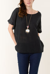 Necklace Short Sleeve Pure Cotton Top