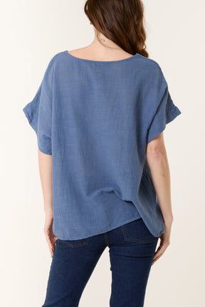 Necklace Short Sleeve Pure Cotton Top