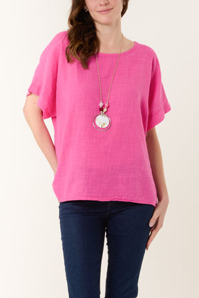 Necklace Short Sleeve Pure Cotton Top