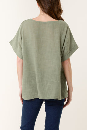Necklace Short Sleeve Pure Cotton Top
