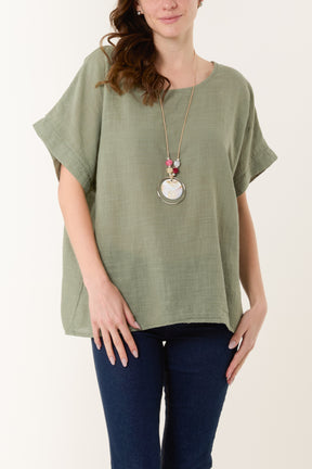 Necklace Short Sleeve Pure Cotton Top