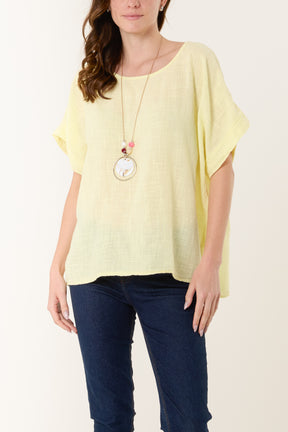 Necklace Short Sleeve Pure Cotton Top