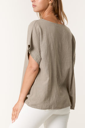 Necklace Short Sleeve Pure Cotton Top