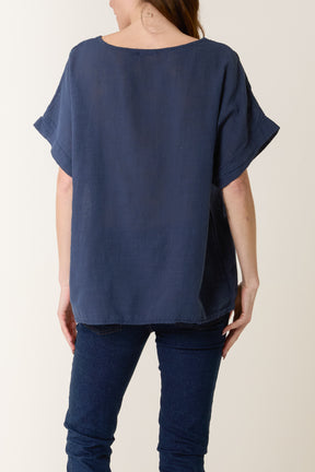 Necklace Short Sleeve Pure Cotton Top